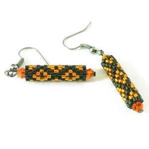 Halloween theme delica, swarovski Tube earrings
